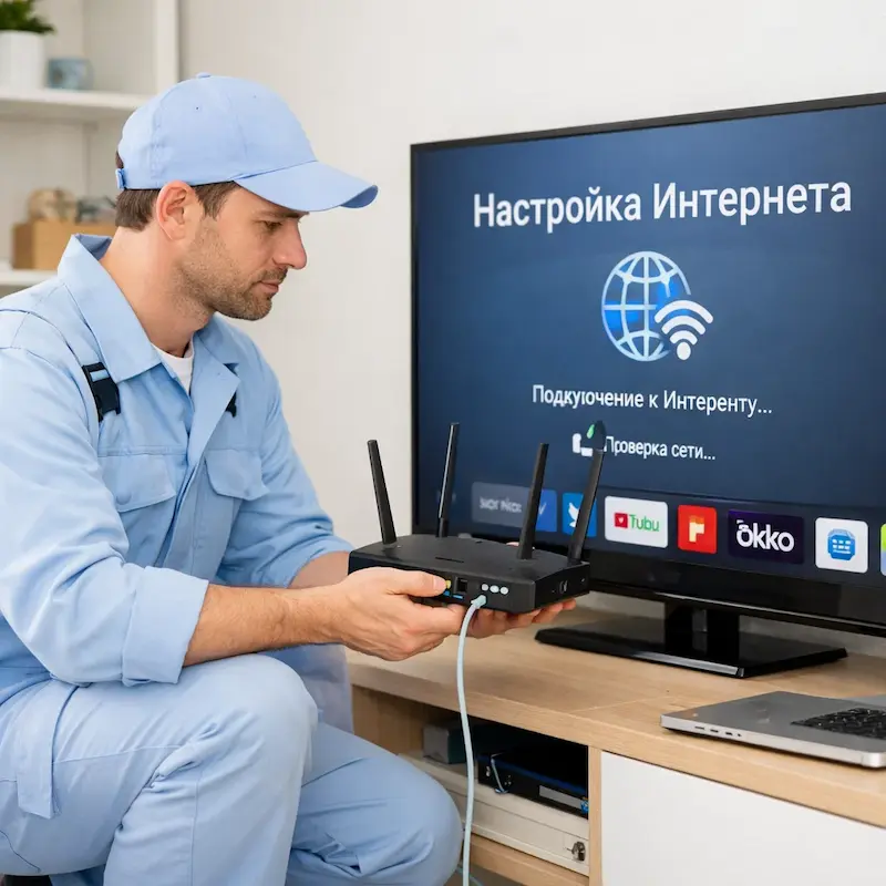 Настройка интернета на телевизоре в Колпино