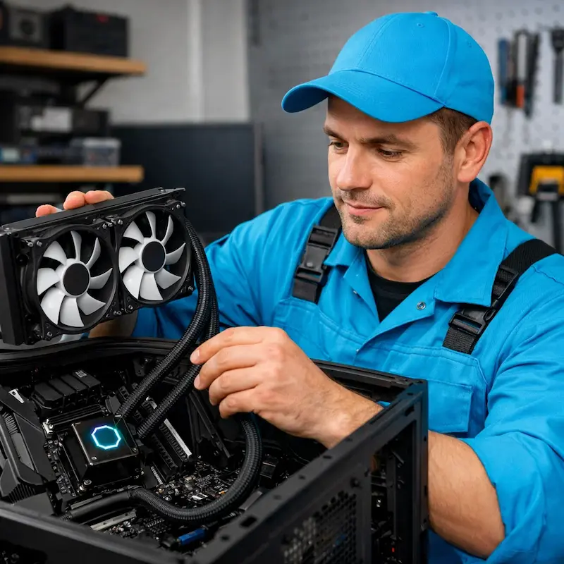 Установка водяного охлаждения на компьютер в Колпино
