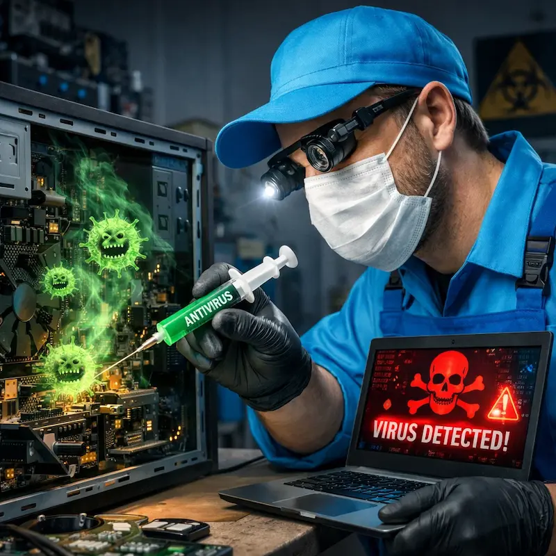 Лечение компьютера от вирусов в Колпино на дому